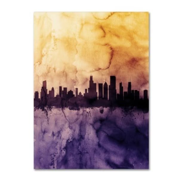 Michael Tompsett 'Chicago Illinois Skyline Tall' Canvas Art, 18x24, Trademark Fine Art, Mfr#: MT1209-C1824GG